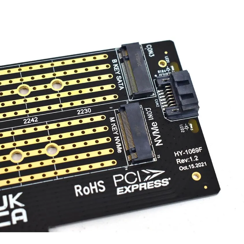 Placa PCI Express para 2 discos M.2 SSD NVMe y NGFF Sata Nisuta NSPLPCIEM2
