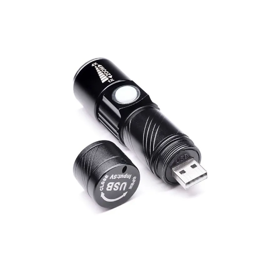 Linterna de Aluminio con led 3W, Bateria Recargable Nisuta Negro NSLI30