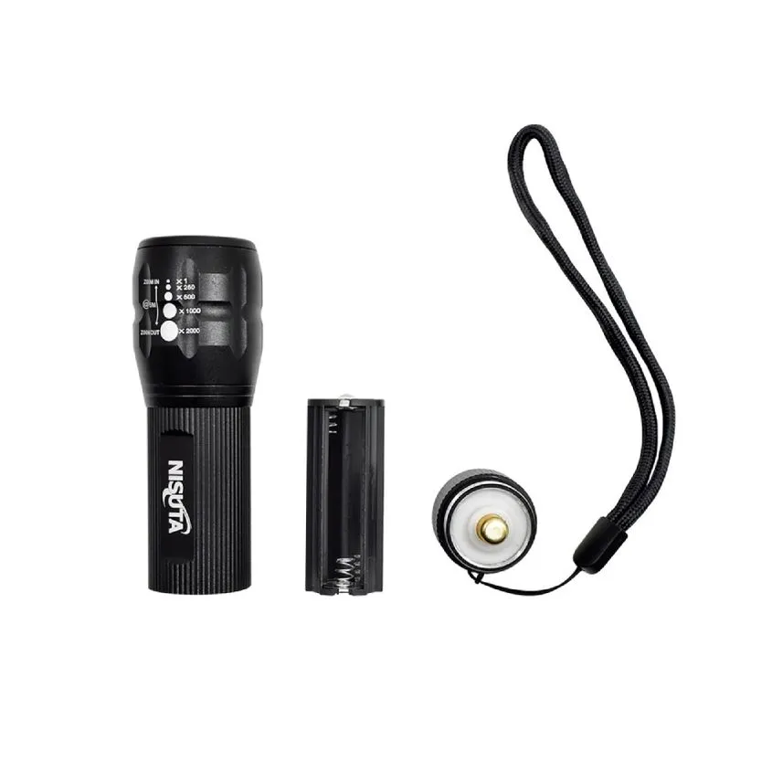 Linterna de alumino con led 3W, a pilas Nisuta Negro NSLI20