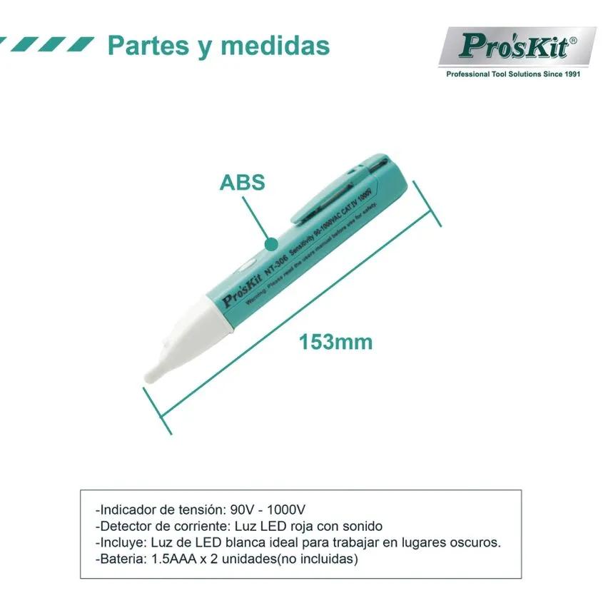 Tester de Voltaje Proximidad Induccion Proskit Sonido NT-306 RPK00306