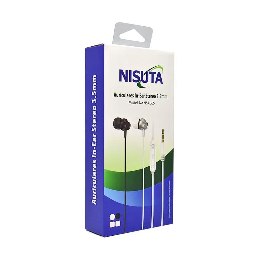 Auricular Stereo Metalico 3.5mm Manos Libres In Ear Nisuta Negro NSAU6S