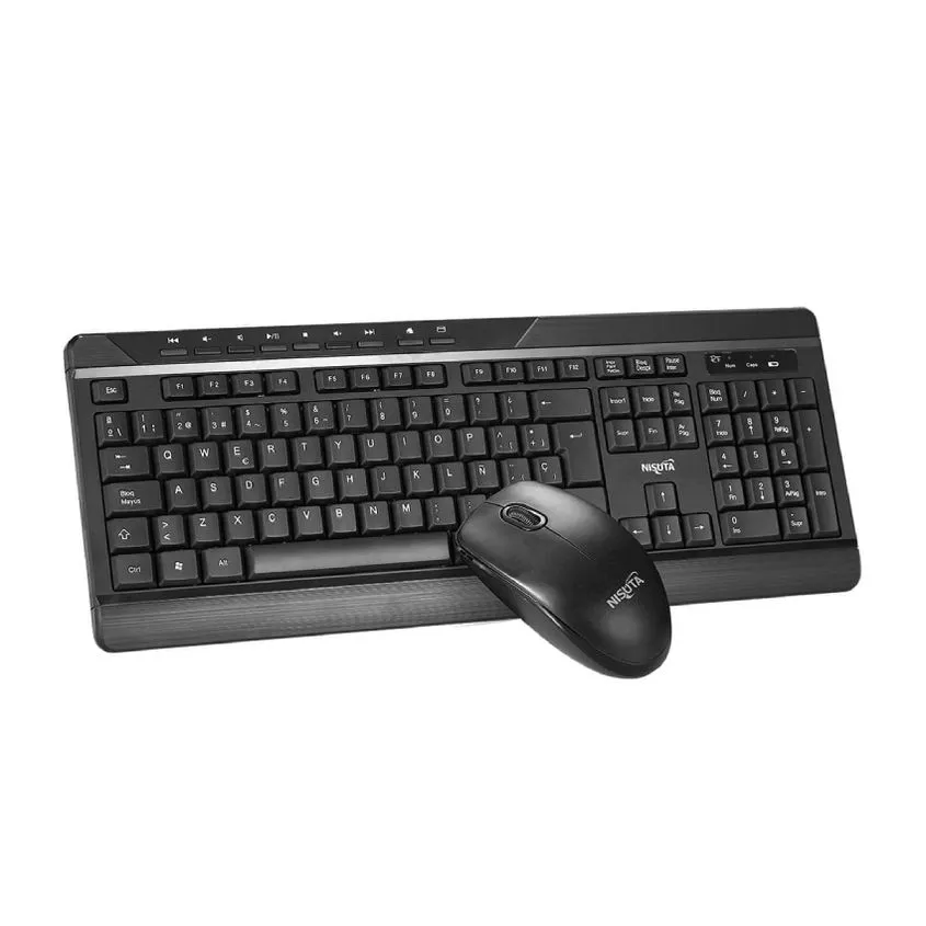 Combo Teclado + Mouse Wireless USB c/ 13 Teclas Multimedia Nisuta Negro NSWI34CO