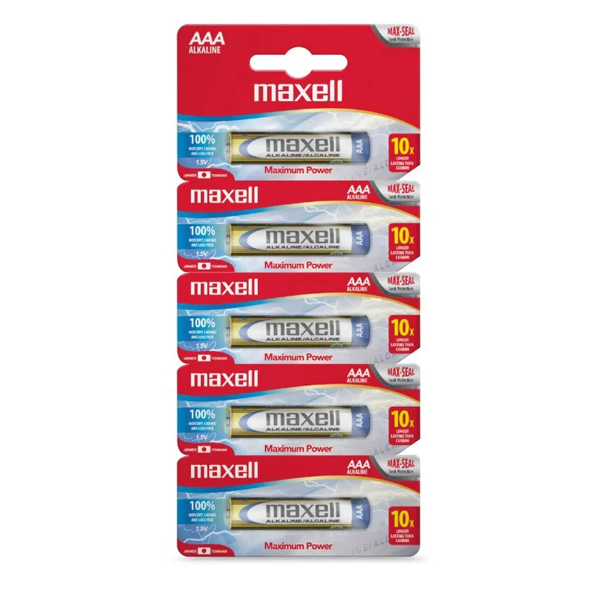 Pila Alcalina Maxell AAA LR03 Pack x5 1.5v MAX-723867