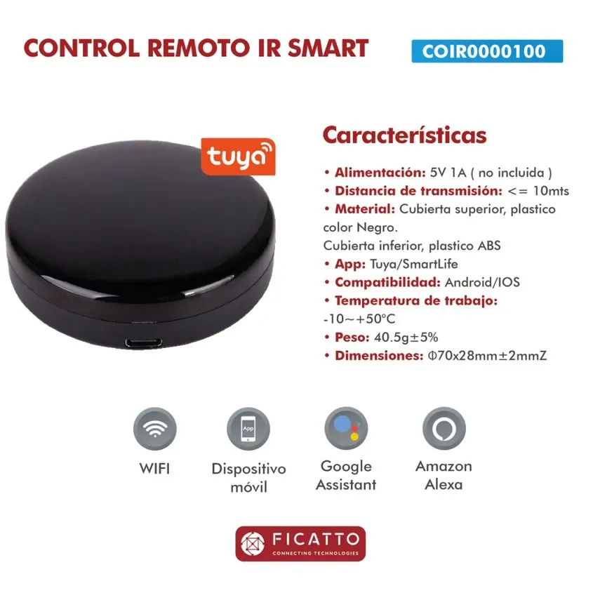 Control Remoto Smart Wifi Infrarojo Ficatto COIR0000100