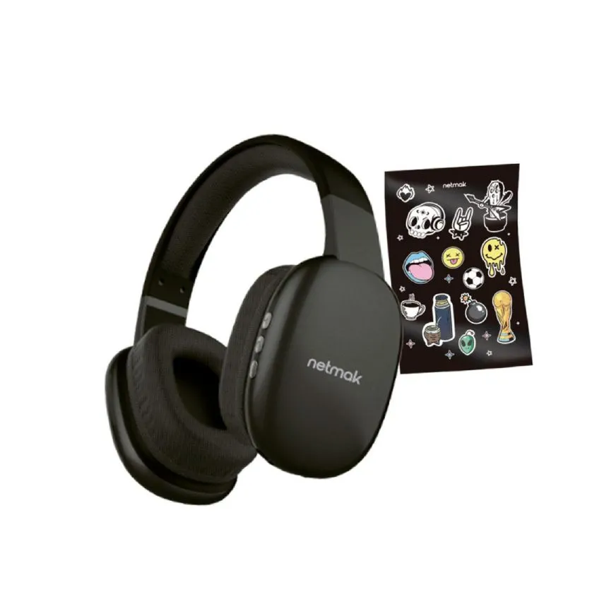 Auricular Vincha Bluetooth NEGRO Netmak c/ Stickers