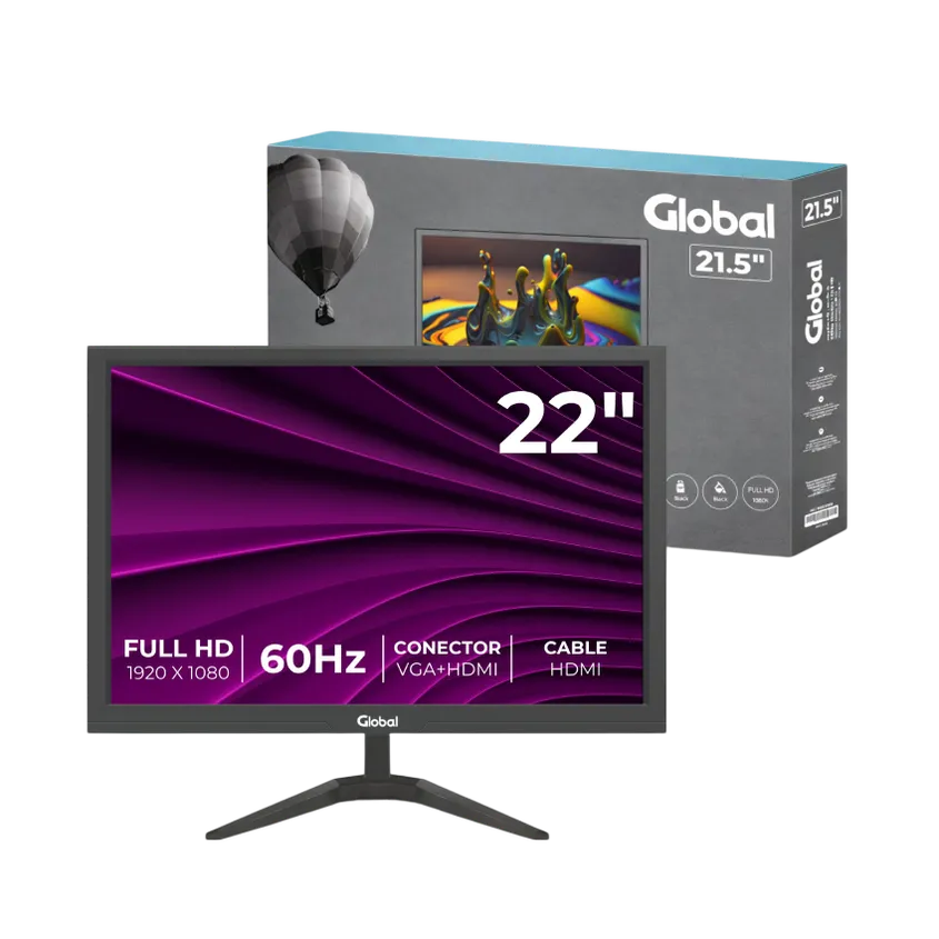 Monitor Global TN 21.5 Pulgadas FHD VGA + HDMI MON136