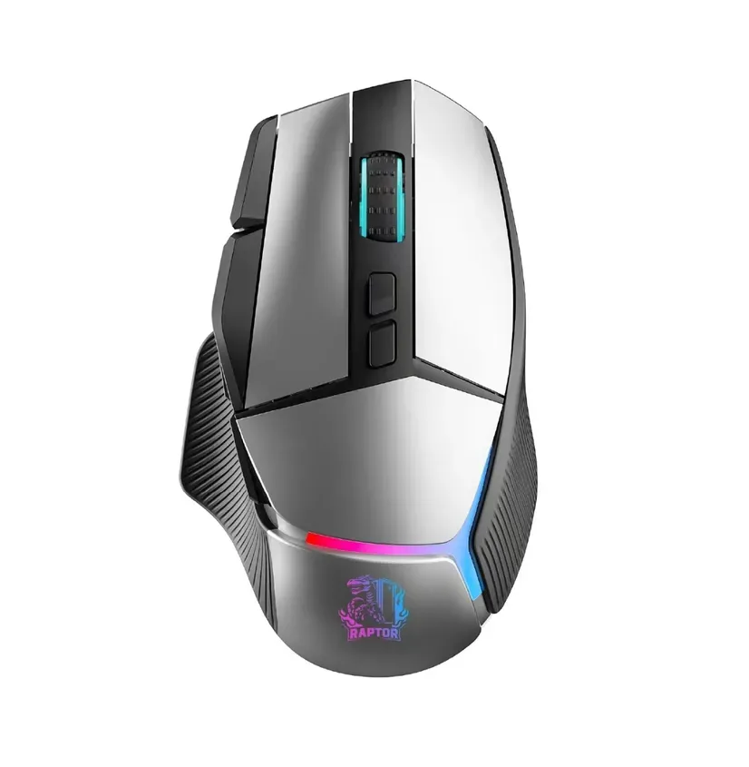 Mouse Gamer Raptor Storm Grip Wireless 9 botones 24000dpi Gris retroiluminado c/software 1-0417770