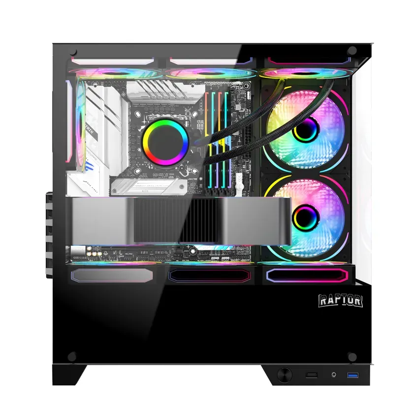 Gabinete Raptor Thunder Strike Tg X2 Mid-tower Rgb Fan X1 Black Thunder-tg