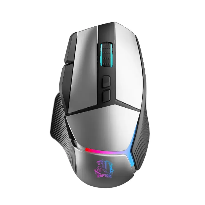 Mouse Gamer Raptor Storm Grip 9 Botones 8000dpi Retroiluminado Gris 1-0417097