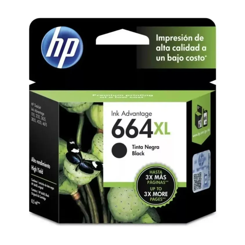 Cartucho de Tinta HP 664XL Original Negro 8.5ml. F6V31AL INKCHP664XLK-O