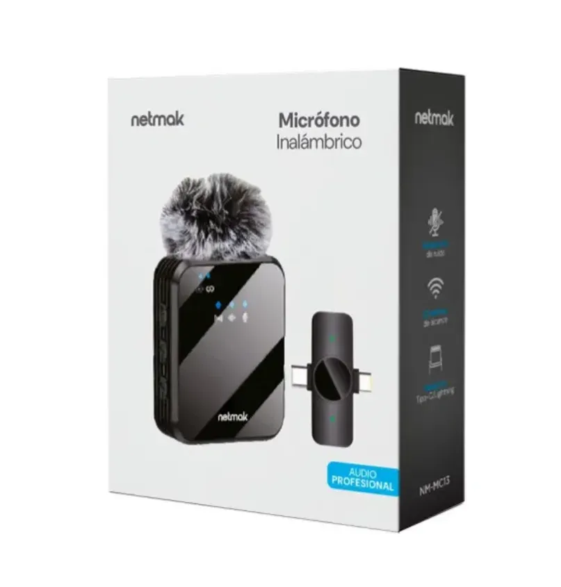 Microfono Inalambrico Profesional Filtro Anti viento USB-C/Light Netmak