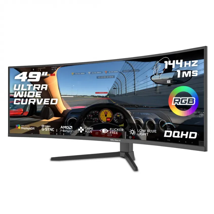 MONITOR SOLARMAX 49 FRAMELESS DQHD 144 HDMI+DP RGB BLACK 4-123599