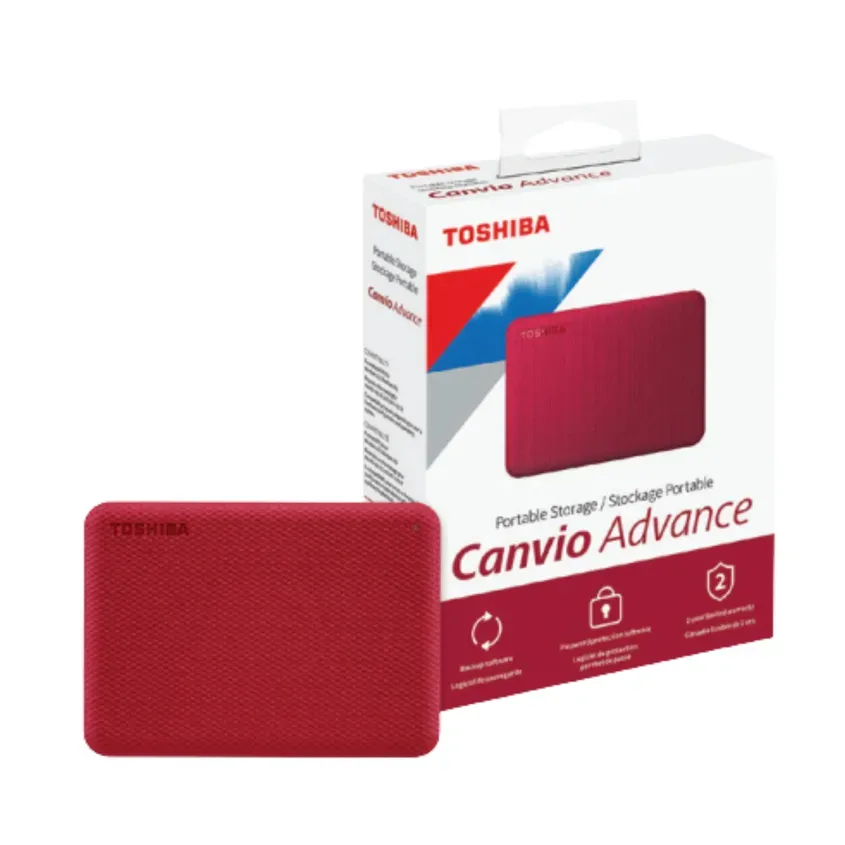 Disco Rigido Externo Toshiba Canvio Advance 2TB Rojo USB 3.0 Portatil HDTCA20XR3AA 2-TS0036